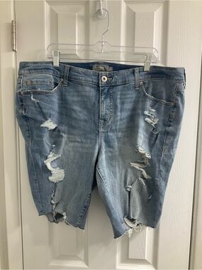 torrid Light Blue Distressed Denim Shorts